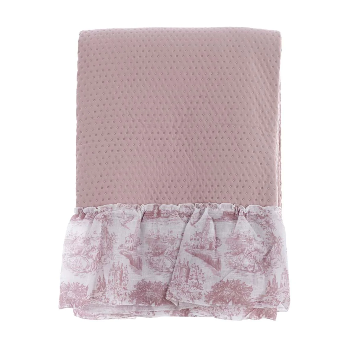 Blanc Mariclò Trapunta matrimoniale primaverile rosa con gala "Toile de Jouy" 250x250 cm - immagine 3