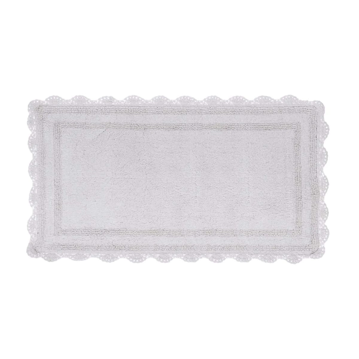 Blanc Mariclò Tappeto bagno in cotone bianco con crochet "Bagno Chiaro" 60x130 cm