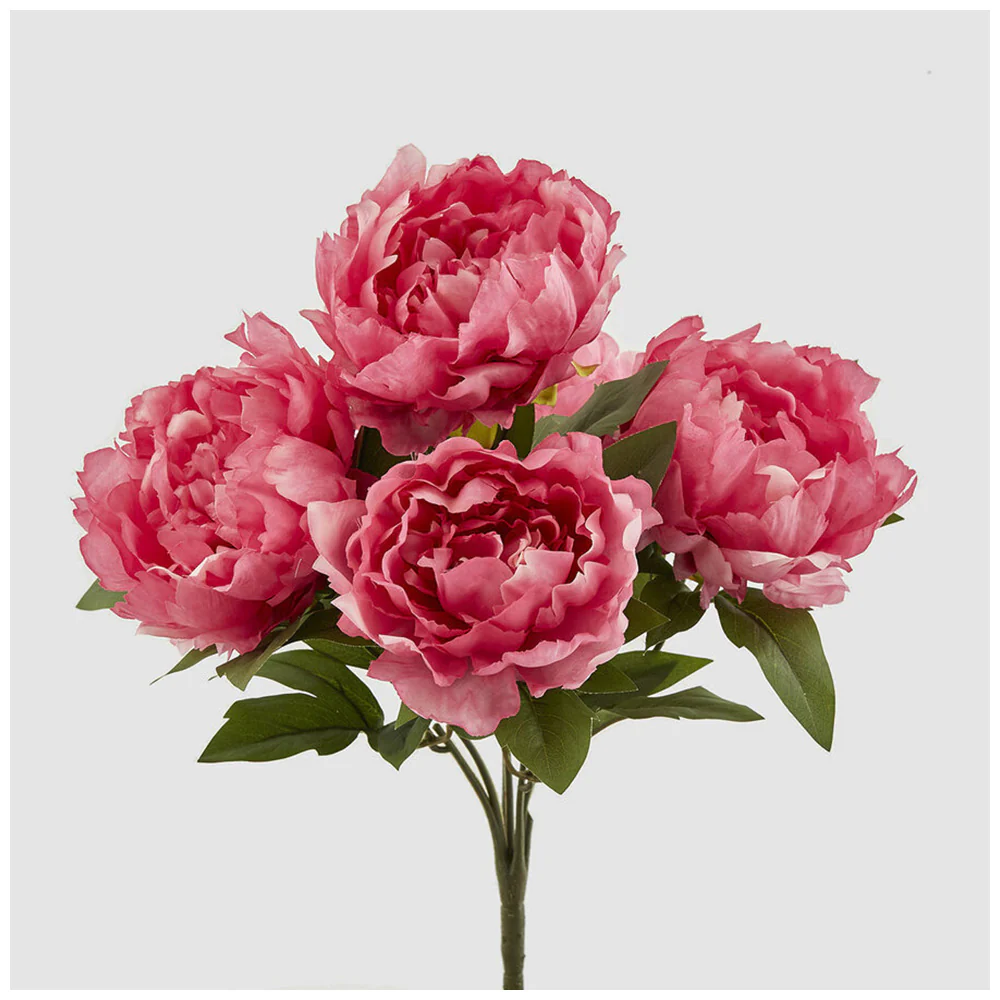 EDG Peonia bouquet di fiori con 5 peonie rosa scuro H48 cm