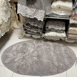 Tappeto Bagno Ovale con Rose